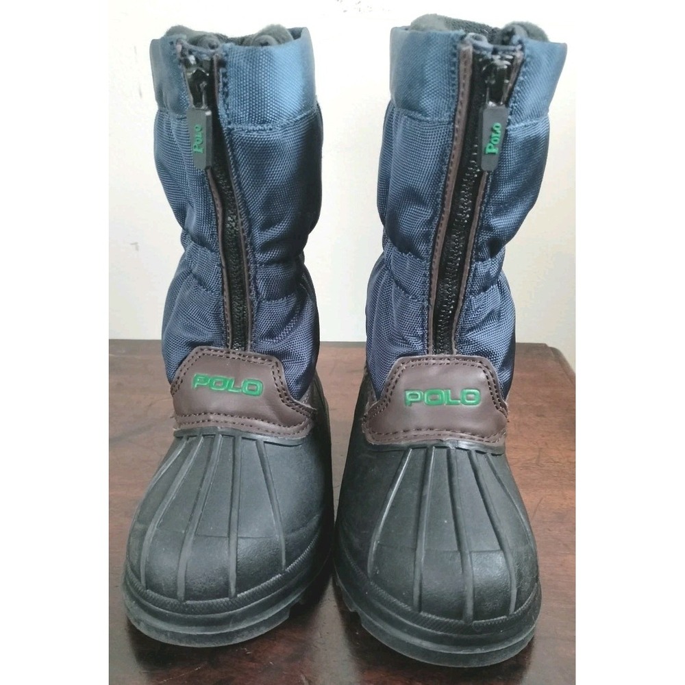 Polo Ralph Lauren Kids Snow Boots Size 9 Navy Blue Rubber Duck Boots Zip Winter